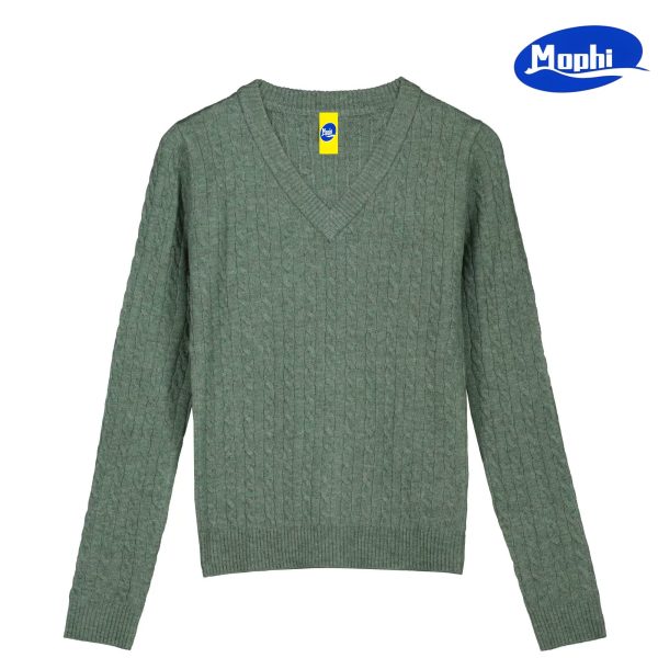 Sweater V领小麻花针织套衫