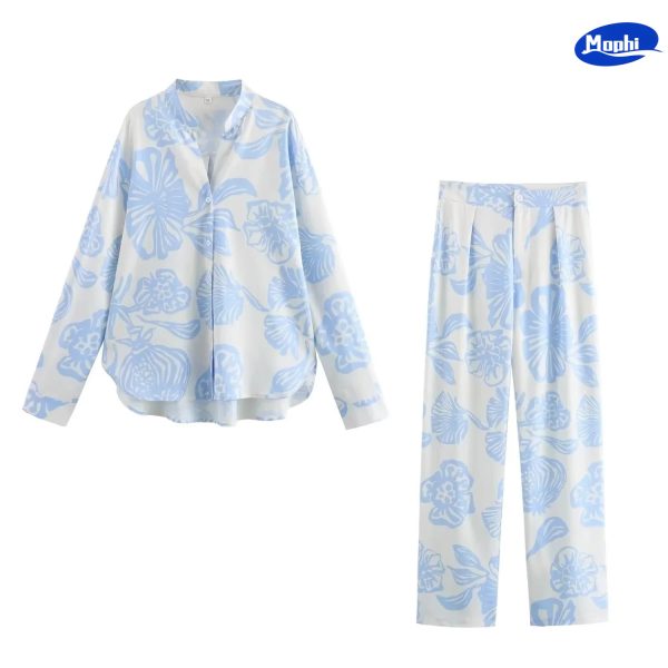 Shirt 时尚印花睡衣长裤套装