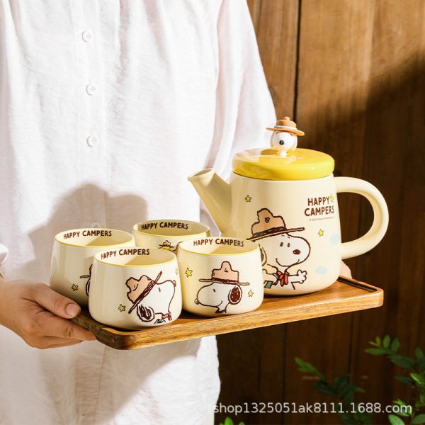 Ceramics Snoopy 史努比陶瓷一壶四杯一套 - 图片 3