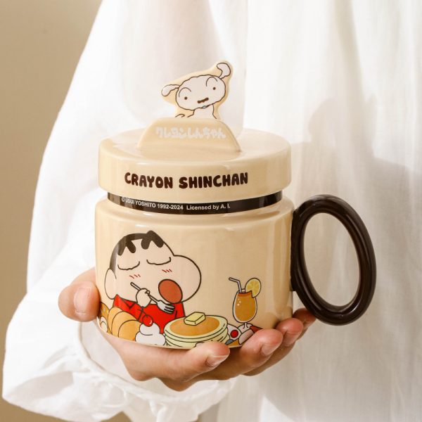 Ceramics Crayon Shinchan 蜡笔小新陶瓷带盖早餐杯 - 图片 3