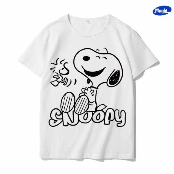 T-shirt Snoopy 卡通图案白T - 图片 8