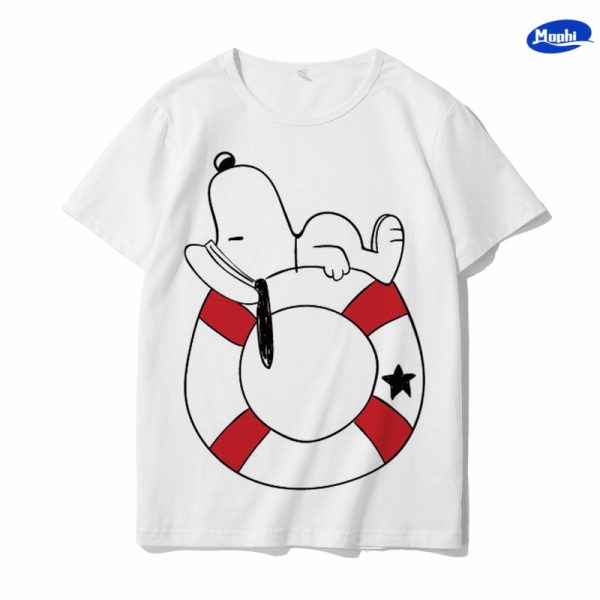T-shirt Snoopy 卡通图案白T - 图片 7
