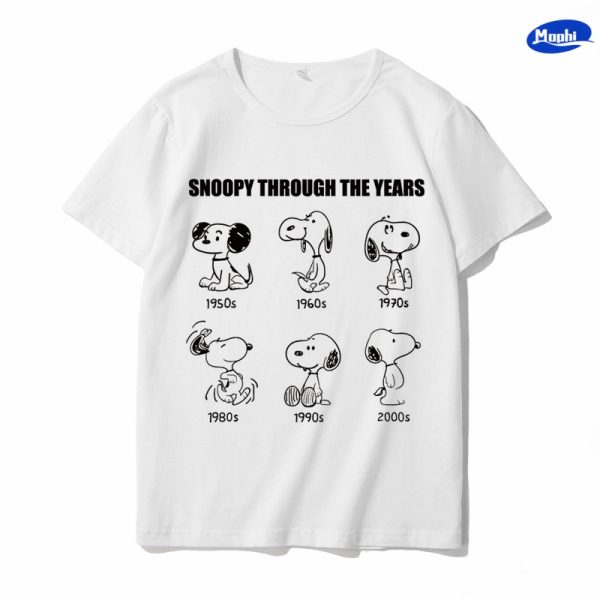T-shirt Snoopy 卡通图案白T - 图片 4