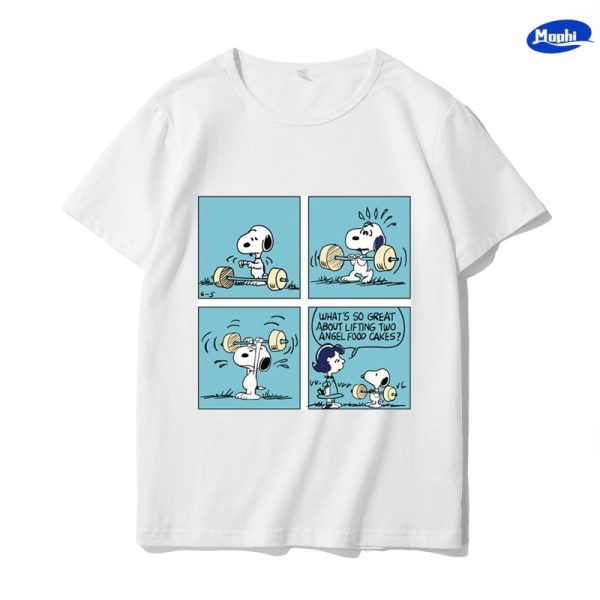 T-shirt Snoopy 卡通图案白T - 图片 3