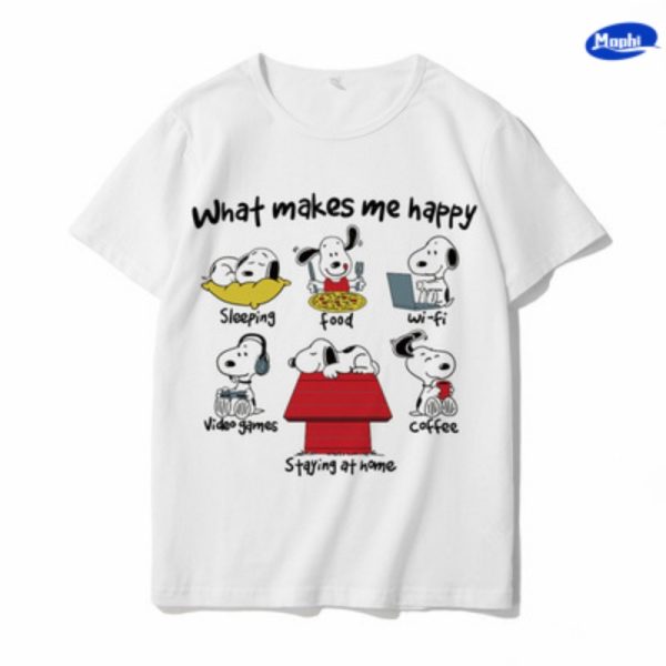 T-shirt Snoopy 卡通图案白T - 图片 34