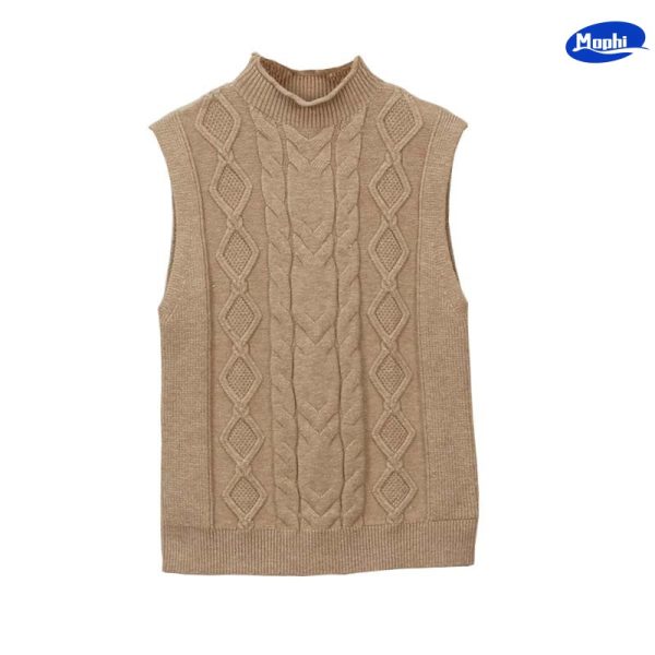 Sweater 高领无袖小麻花背心