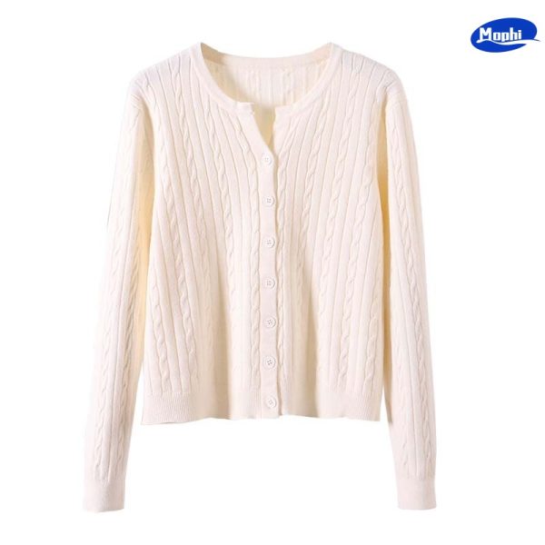 Sweater 百搭绞花开衫小V领