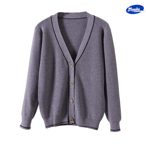 Sweater 门襟撞色开衫 - 图片 2