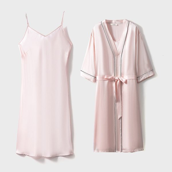 Sleepwear silk22姆米桑蚕丝真丝睡袍 - 图片 2