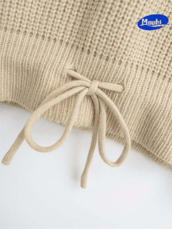 Sweater V领撞色拼色鱼鳞针织套衫 - 图片 4