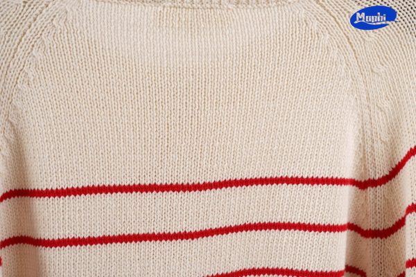 Sweater 复古纽扣条纹长袖圆领套衫 - 图片 3