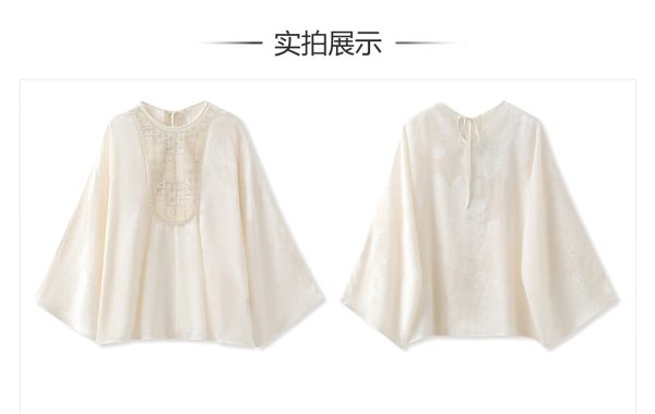 T-shirt silk 桑蚕丝新中式珠片绣花衬衫 - 图片 2