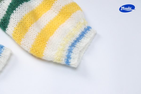 Sweater 彩色条纹撞色宽松套头针织衫 - 图片 4