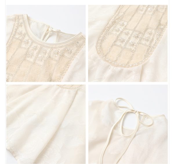 T-shirt silk 桑蚕丝新中式珠片绣花衬衫 - 图片 5