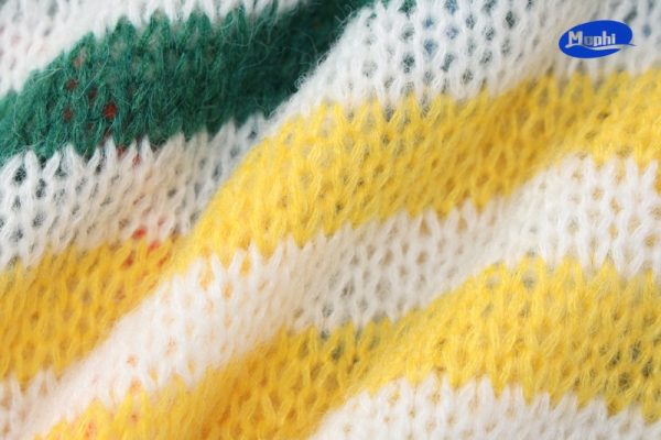 Sweater 彩色条纹撞色宽松套头针织衫 - 图片 3