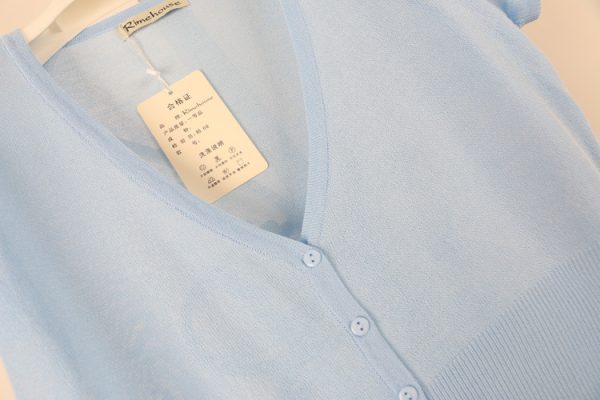 Sweater 短袖冰丝短款高腰小开衫 - 图片 2