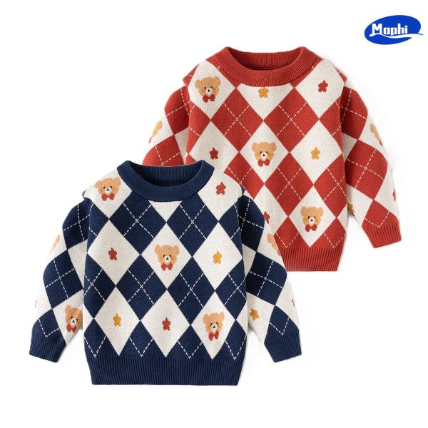 Boy‘s Sweater 男童提花菱形格小熊毛衣