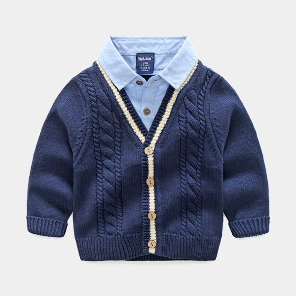 Boy‘s Sweater 男童假两件衬衫领毛衣