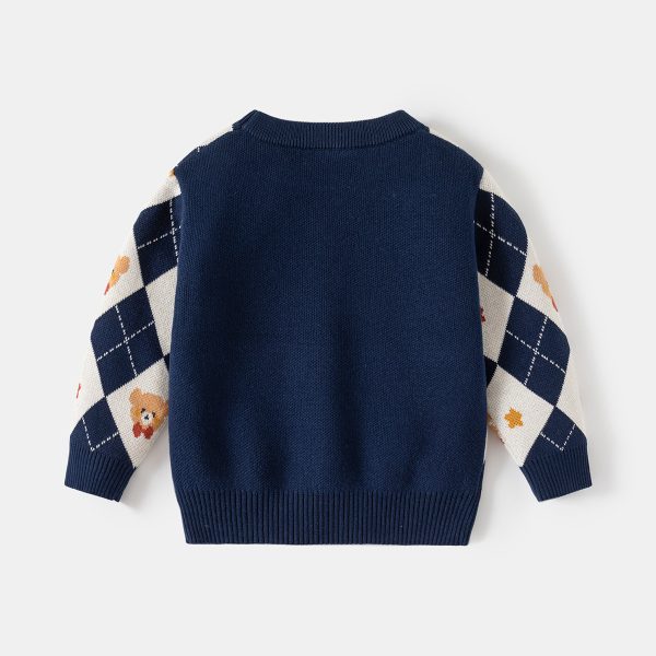 Boy‘s Sweater 男童提花菱形格小熊毛衣 - 图片 5