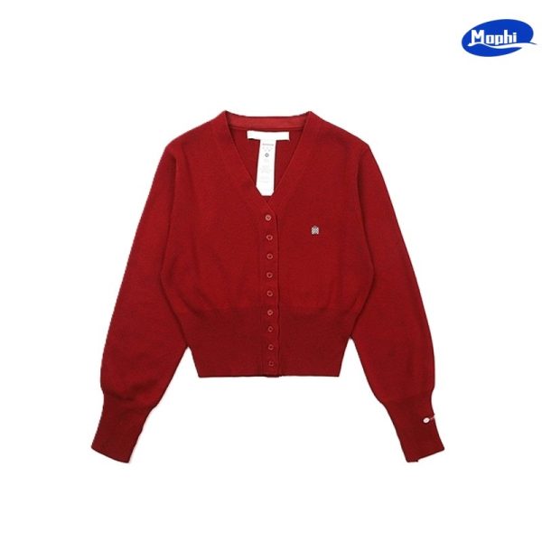 Sweater 针织V领单排扣开衫辣妹装