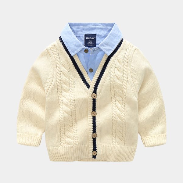 Boy‘s Sweater 男童假两件衬衫领毛衣 - 图片 4