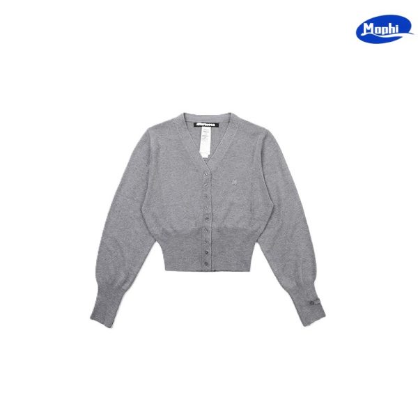 Sweater 针织V领单排扣开衫辣妹装 - 图片 6