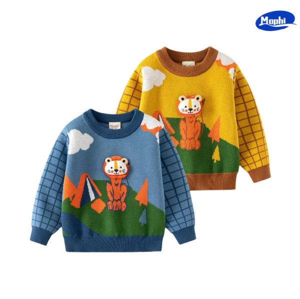 Boy‘s Sweater 男童提花狮子图案厚毛衣
