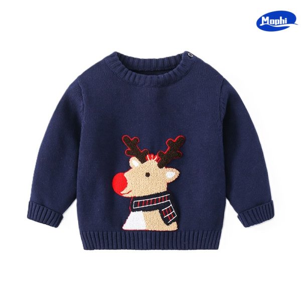 Boy‘s & Girl's Sweater 童装麋鹿提花厚毛衣 - 图片 2