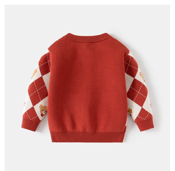 Boy‘s Sweater 男童提花菱形格小熊毛衣 - 图片 3