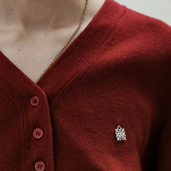 Sweater 针织V领单排扣开衫辣妹装 - 图片 5