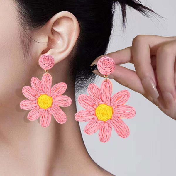 Earrings 拉菲草花朵耳坠 - 图片 4