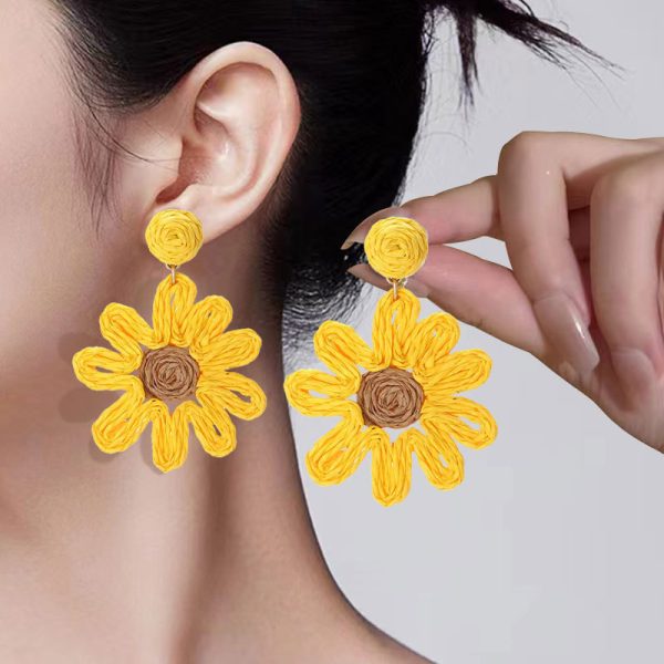 Earrings 拉菲草花朵耳坠 - 图片 2