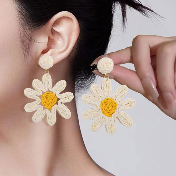 Earrings 拉菲草花朵耳坠 - 图片 3