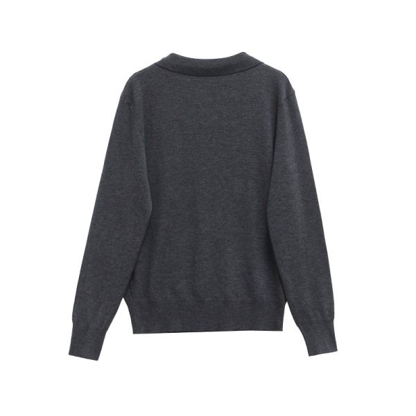 Ladies' Top wear 2025设计感斜扣装饰宽松POLO领针织衫 - 图片 2