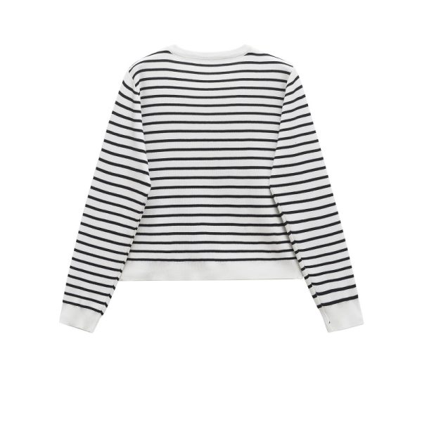 Ladies' Top wear 新款法式小香风条纹圆领针织外套 - 图片 2