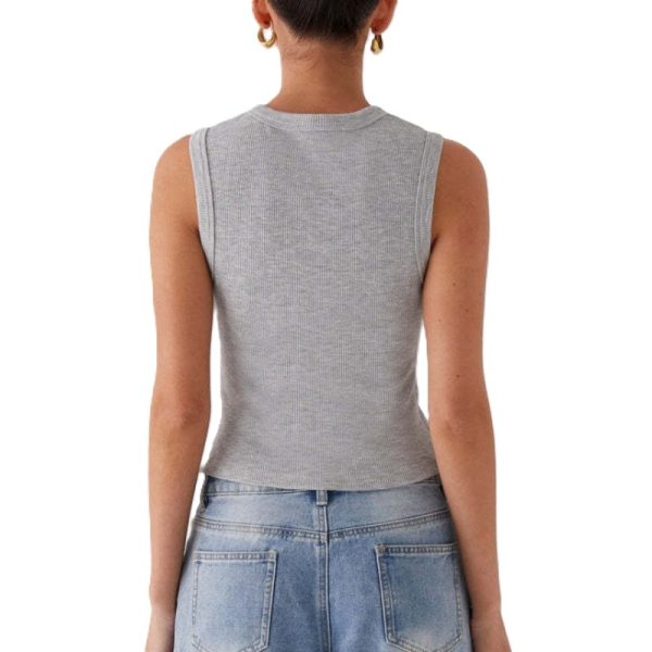 Ladies' Top wear 修身短款坑条无袖背心 - 图片 5