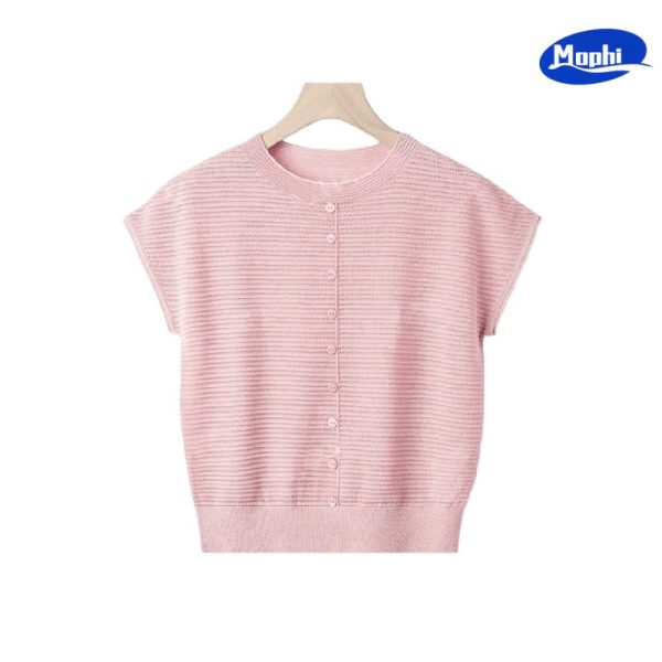 Ladies' Top 女式圆领冰丝透气针织衫百搭上衣 - 图片 3